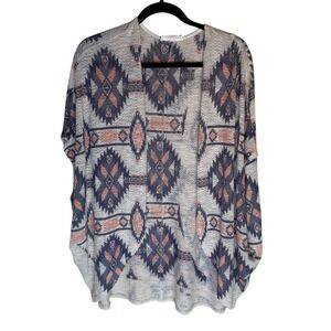 Blushed Knit Aztec Open Front Cardigan Size Large Bohemian Southwestern‎ Western